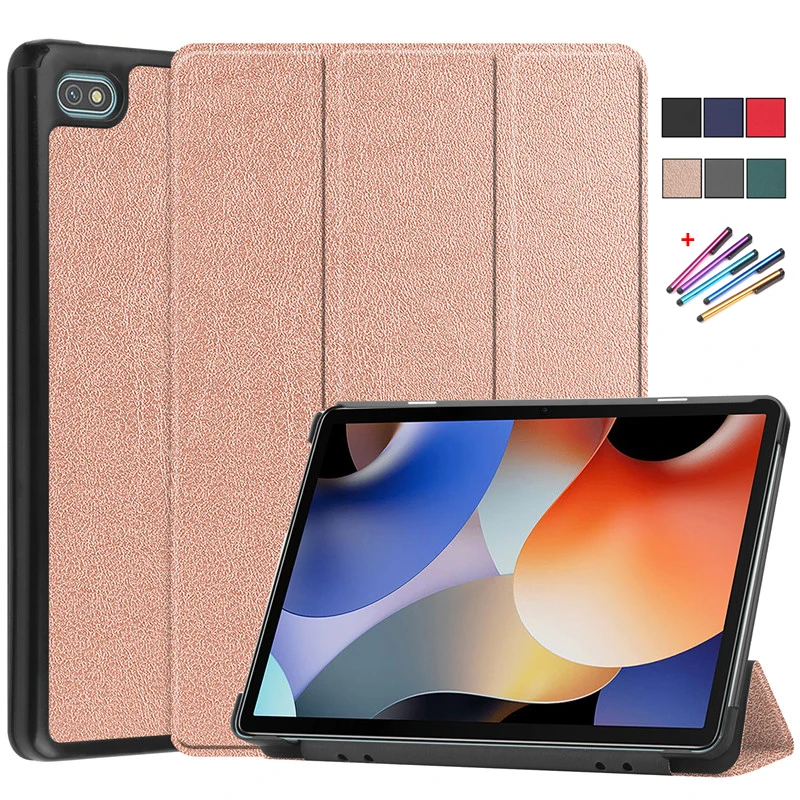 Funda de cuero con soporte magnético para Oscal Pad 10, Funda de 1 pulgada con tres pliegues, Funda inteligente para Coque Blackview Oscal Pad 10, Funda + bolígrafo