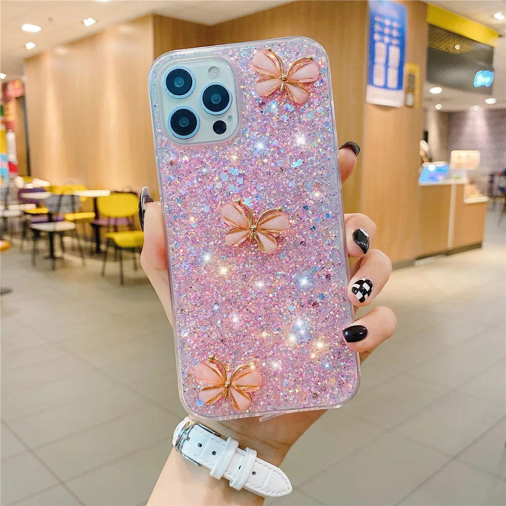 Para Samsung A16 funda 3D mariposa brillo funda para Samsung Galaxy A16 A06 S25 Ultra Plus S24FE funda de teléfono de silicona suave Fundas - imagen 2