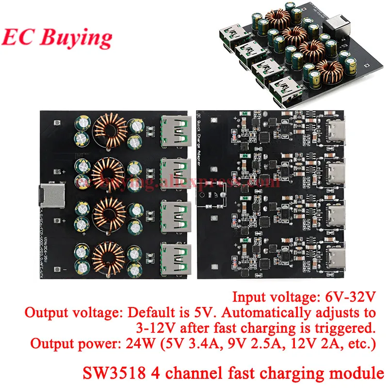 QC4.0 QC3.0 1 2 4 vías USB tipo C adaptador de carga rápida para teléfono móvil 6-35V placa de módulo de cargador de carga rápida SCP PD SW3518 SW3516 - imagen 5