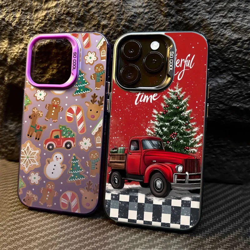 Funda de teléfono galvanizada de camión rojo de Navidad para Samsung Galaxy S25 Ultra S24 Plus S23 FE S22 S21 A06 A16 A23 A26 A34 contraportada - imagen 2