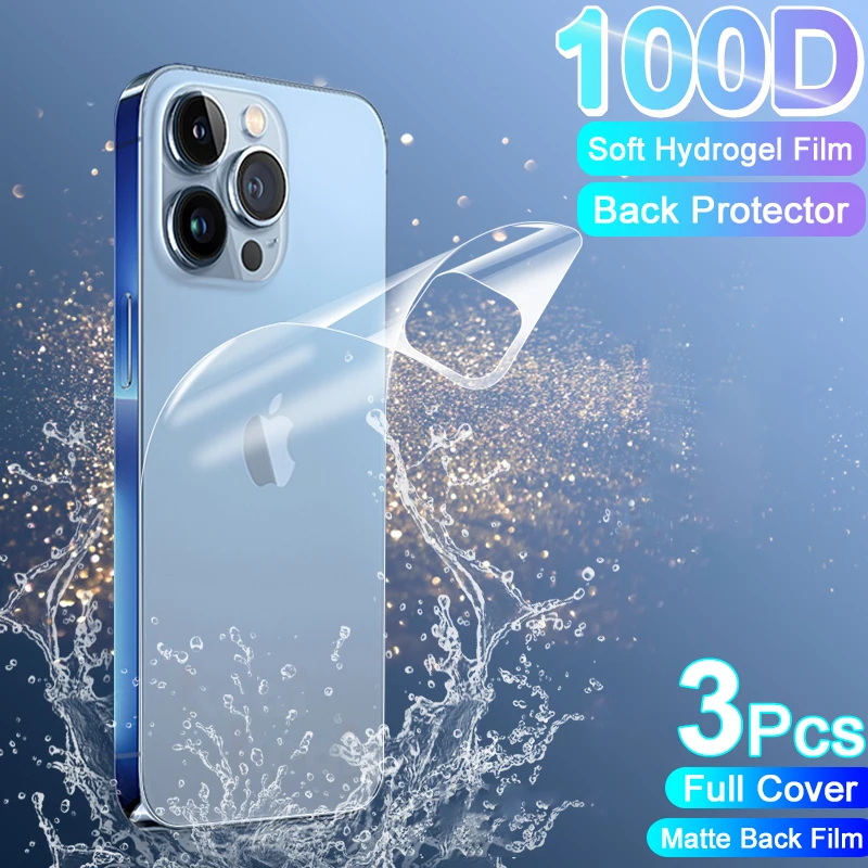 Protector de pantalla de cubierta completa para iPhone 15, 14, 13, 12, 11 Pro Max Mini, accesorios 8 7 Plus X XS XR SE, película de hidrogel trasera mate, 3 uds. - imagen 2