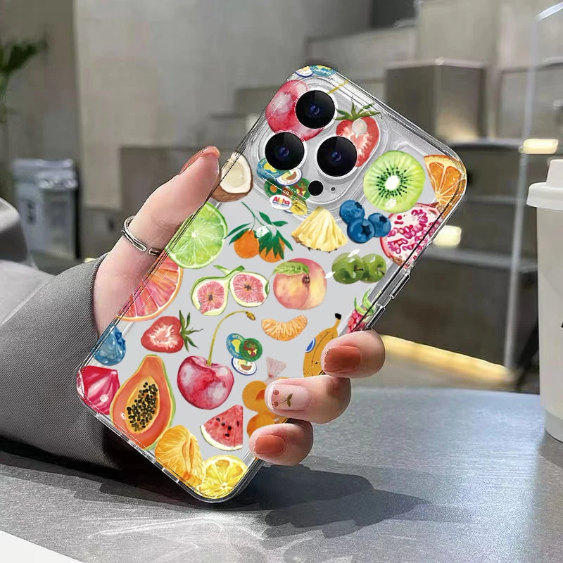 Funda de teléfono transparente con diseño de frutas de cobertura completa de TPU para iPhone 11 12 13 14 15 16 Pro Max XS X XR 7 8 Plus SE 2025 2020 - imagen 3