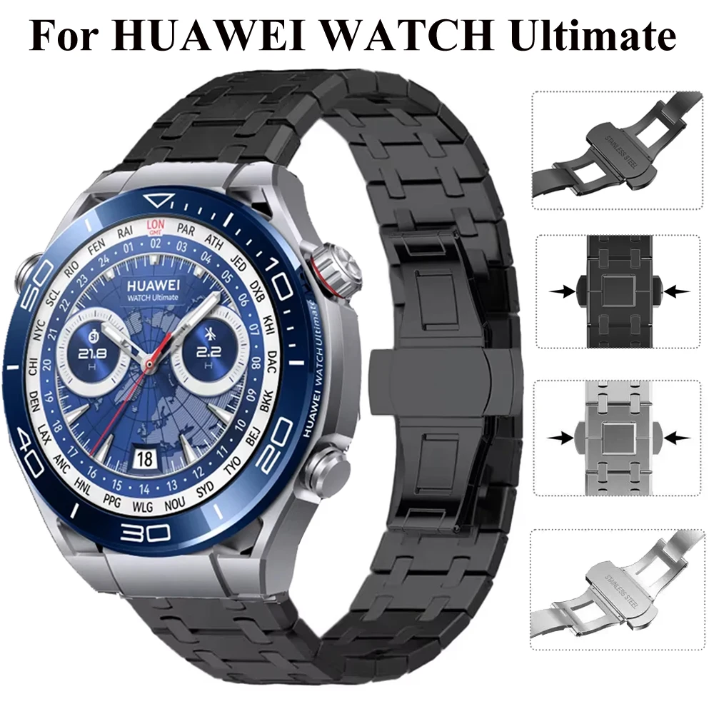 Correa de acero inoxidable de 22mm para HUAWEI WATCH Ultimate/Buds, correa de lujo de Metal para Huawei Watch 3 4 5Pro/GT5 4 3 2 46mm GT2e GT3 SE - imagen 2