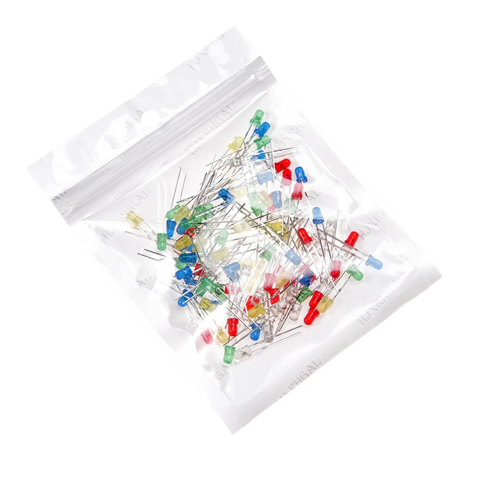 100 Uds. Kit surtido de luz de diodo LED de 3mm 5 colores * 20 piezas F3 blanco amarillo rojo verde azul componente kit DIY - imagen 2