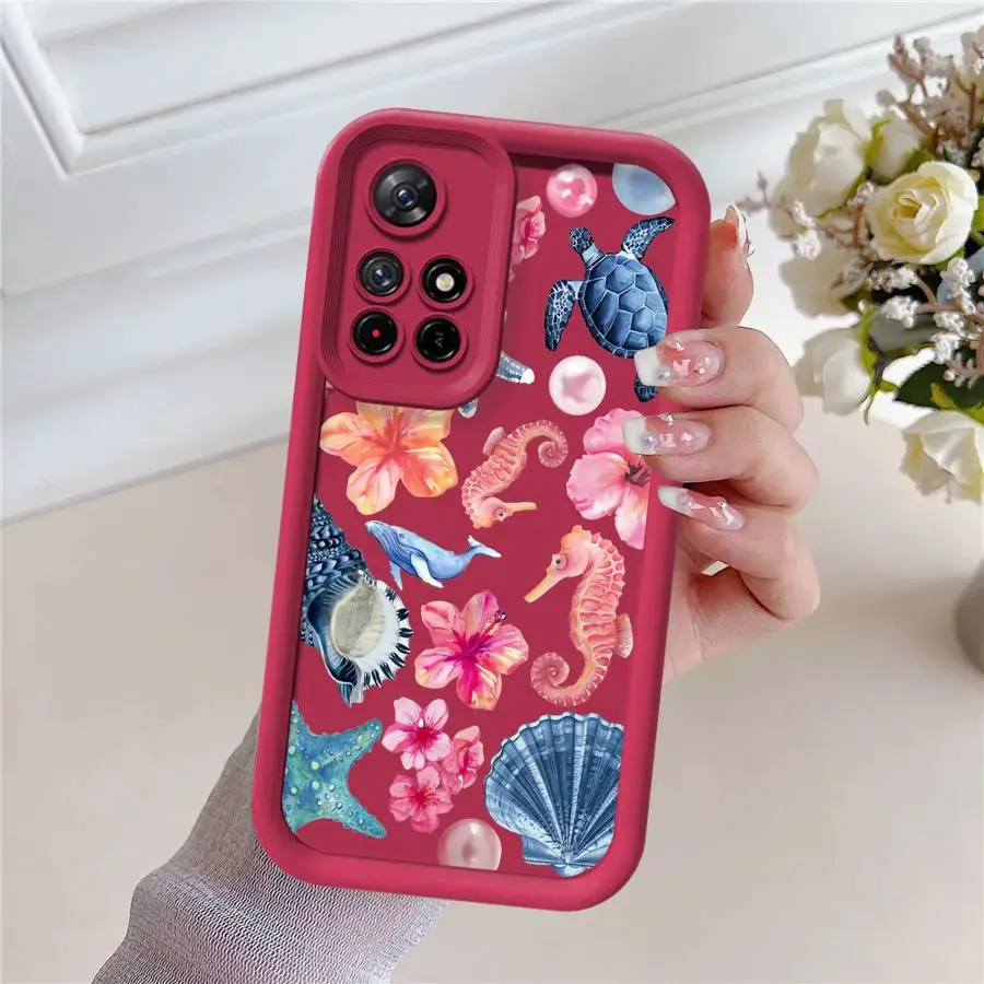 Funda para Xiaomi Redmi Note 11S 9 9s 10 11 12 13 14 Pro Plus 14 12S 13 10S TPU suave dibujos animados impreso patrón de estrella de mar - imagen 4