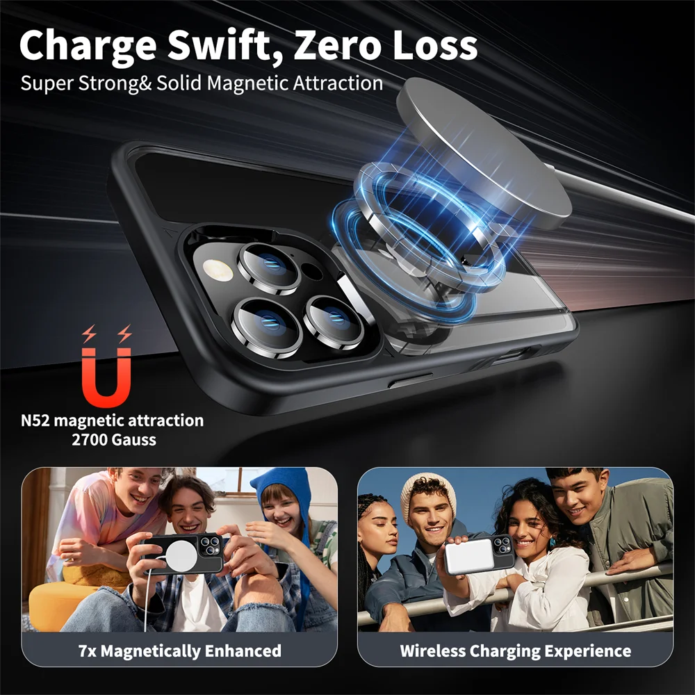 Funda de teléfono magnética Magsafe transparente de acrílico de lujo para iPhone 15 14 13 12 16 17 Pro Max cubierta protectora de parachoques de carga inalámbrica - imagen 3