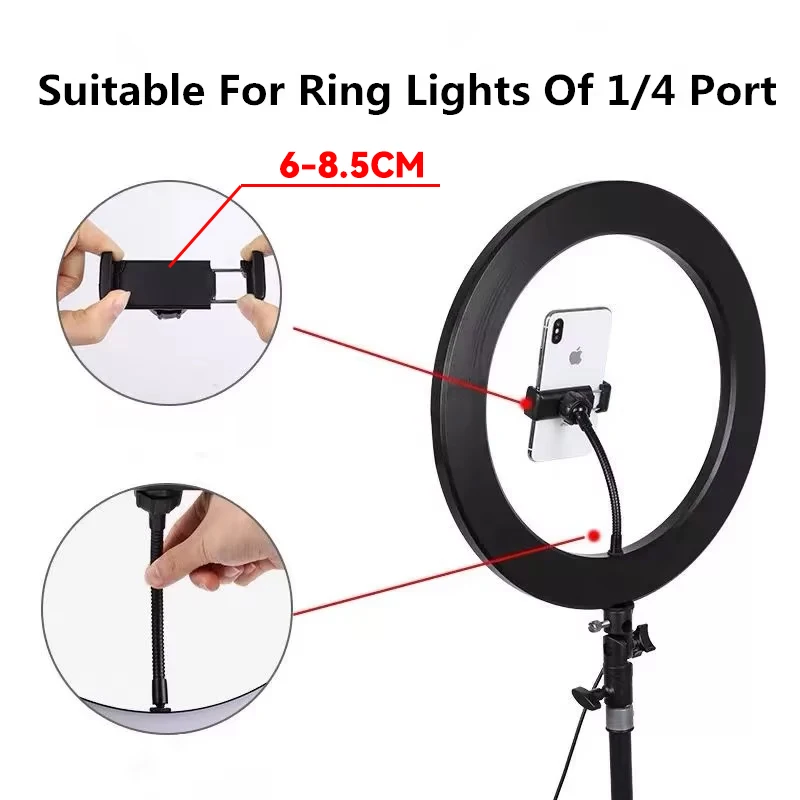 Soporte para teléfono, manguera Flexible, Clip de brazo largo para anillo de luz, pieza de repuesto, soporte de Clip de montaje 360, abrazadera, trípode monopié - imagen 2