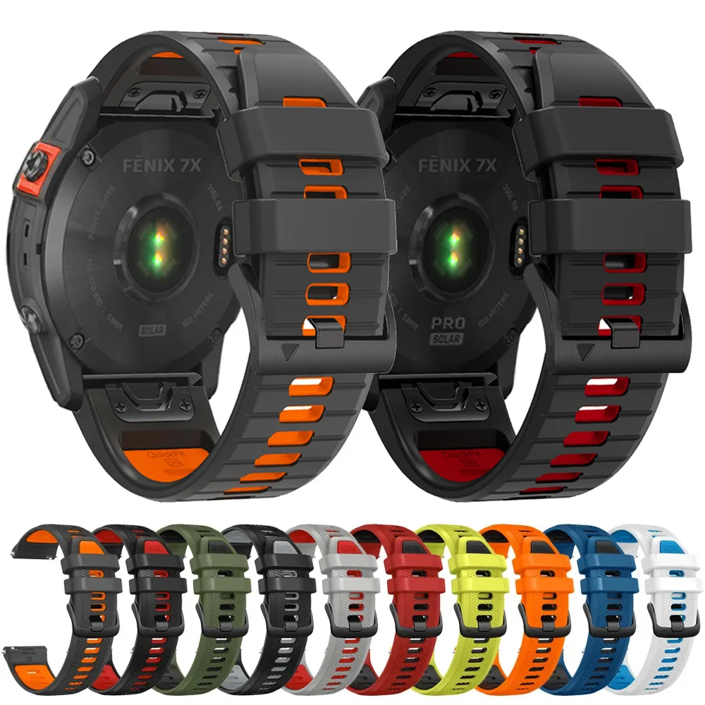 Correa de reloj de silicona de 22 y 26MM para Garmin Fenix 7 7X 6X 6 Pro 5 5X Plus Epix Gen2 Enduro 2 pulsera de liberación rápida