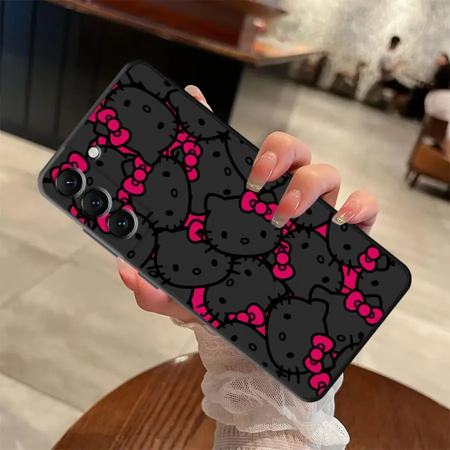 Funda de teléfono suave negra con diseño de gato rosa para Samsung Galaxy A23 A53 A36 A25 A71 A51 A73 A35 A32 A24 A55 A22 A52 A26 A72 A41 - imagen 5