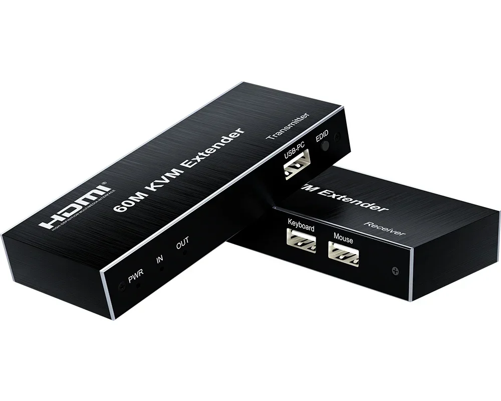 Extensor HDMI KVM de 60M, Cable Ethernet Cat6 Rj45, interruptor KVM, convertidor de vídeo para PS4, PS5, portátil, PC a TV, teclado de ratón USB - imagen 2
