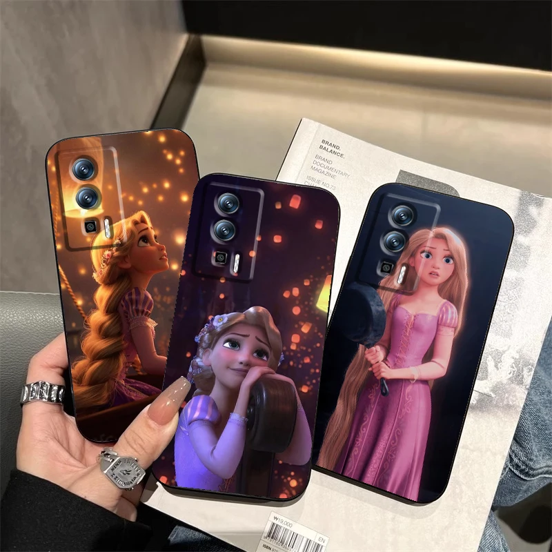 Disney Rapunzel Princess para Xiaomi Redmi 9A 9C 9AT 10C 9 9T 10 12C 13C A3 12 K60 A1 K50 K40 5G, funda trasera negra