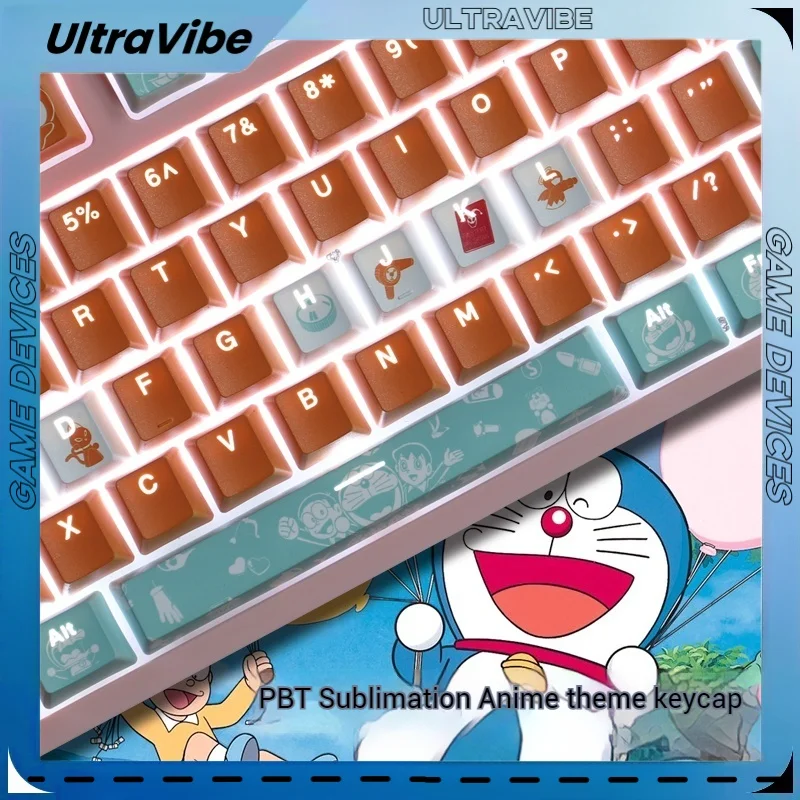 104 teclas Robot gato Anime tema Keycap Pbt transparente personalizado personalización recuerdos de la infancia Teclado mecánico Keycap