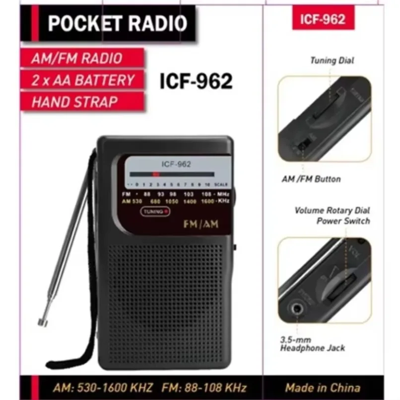 Mini Radio AM /FM con batería AA portátil, Radio de bolsillo estéreo de doble banda, adecuada para el hogar, senderismo al aire libre, Camping con conector para auriculares - imagen 2