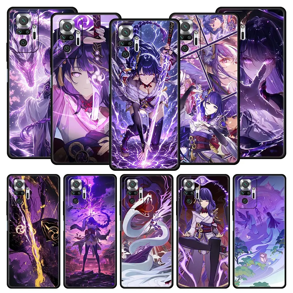 Raiden Shogun Genshin Impact funda de teléfono para Xiaomi Redmi Note 14 13 12 5G 11 10 Pro Plus 4G 9S 9 14C 13C 12C 10C 9C 9A