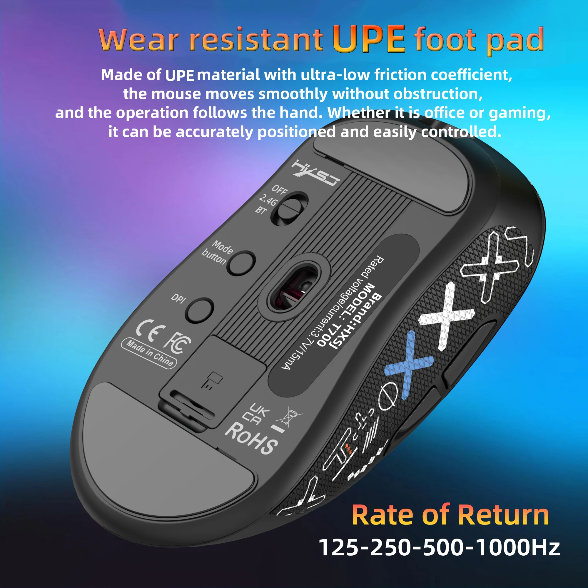 Ratón inalámbrico Bluetooth con cable, ligero, recargable, 3 modos, 2,4G, USB, ajustable, DPI, programación Macro, para PC y tableta - imagen 5