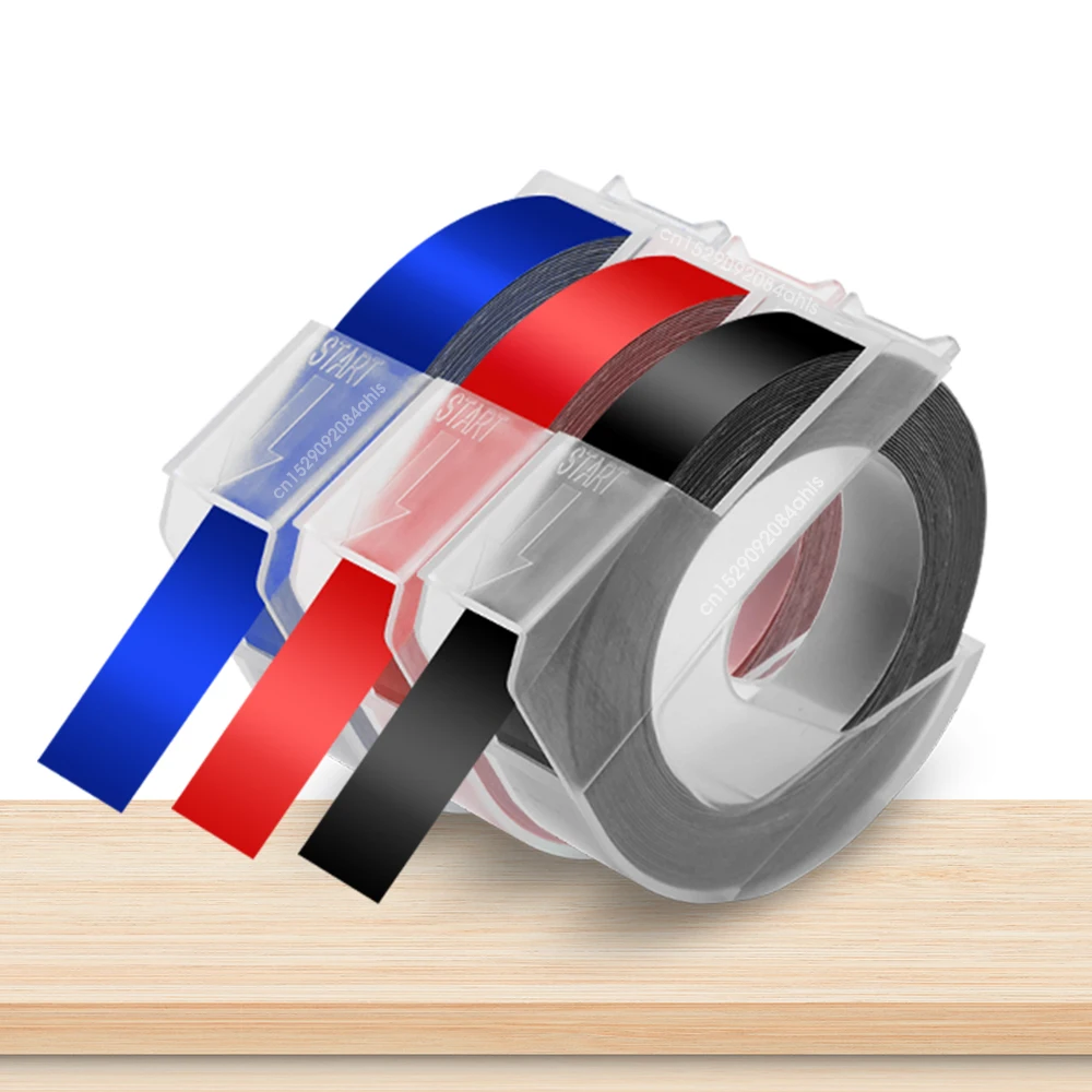 Cinta de etiqueta autoadhesiva en relieve 3D, pegatina de plástico de 9mm, Compatible con Dymo, máquina de etiquetado 12965, máquina de escribir Motex E101 E202 - imagen 2