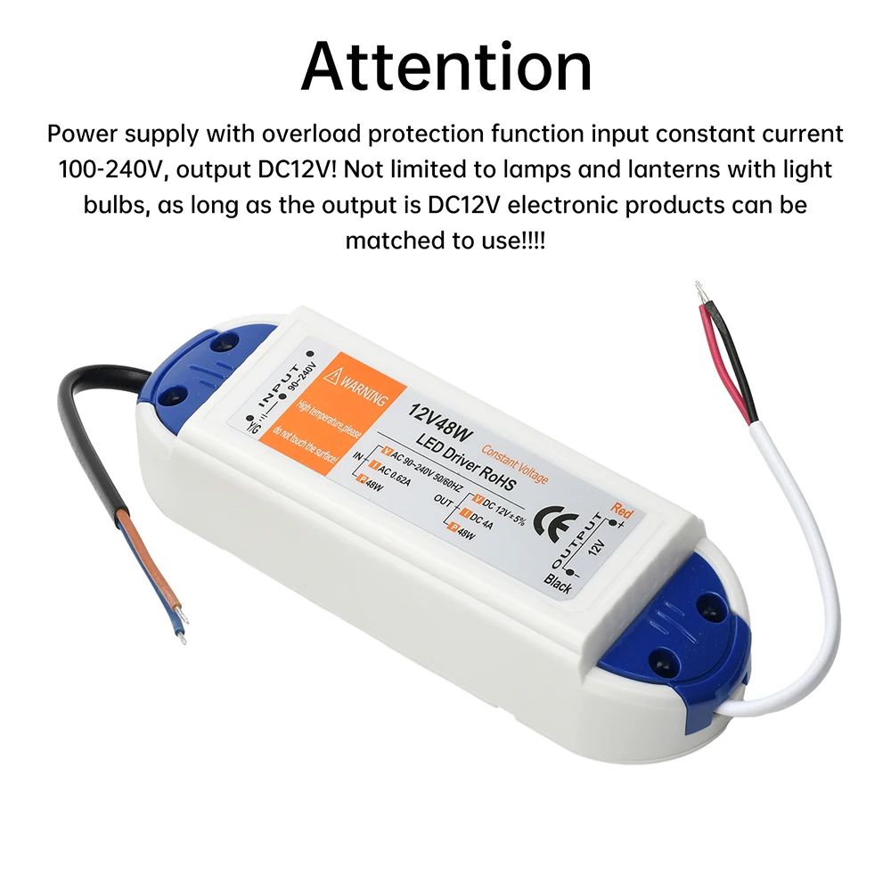 Controlador LED AC 90-240V a DC 12V 18W 28W 48W adaptador de fuente de alimentación tira de LED transformador de iluminación protección contra cortocircuitos - imagen 4