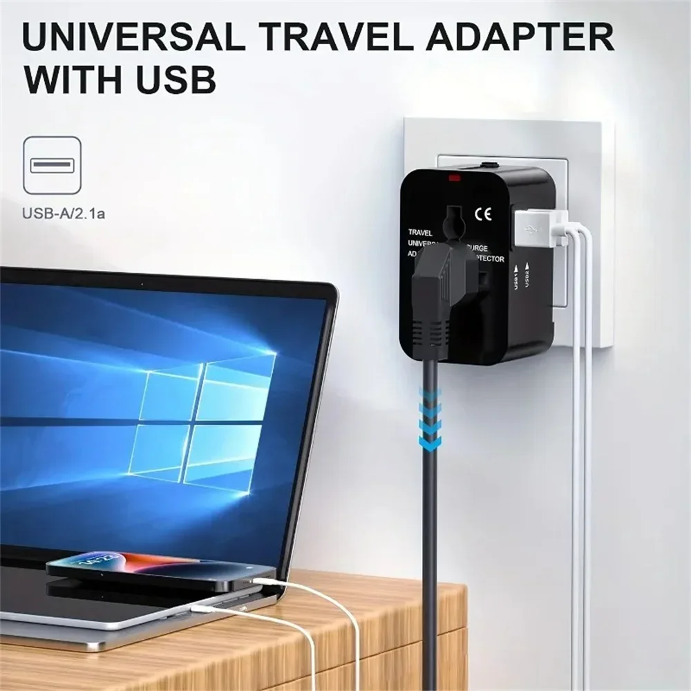 Adaptador de corriente alterna de viaje Universal con puertos USB duales UE EE. UU. Reino Unido AU convertidor de salida enchufe cargador de conversión Global - imagen 2