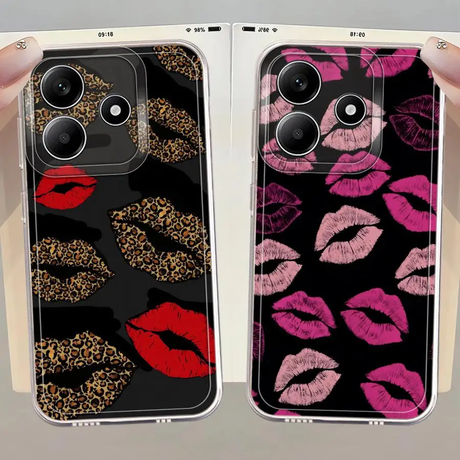 Funda transparente Lip Art para Xiaomi Redmi Note 11 14 13 12 Pro Plus 10Lite 10Pro 9 10S 8 11S 12S