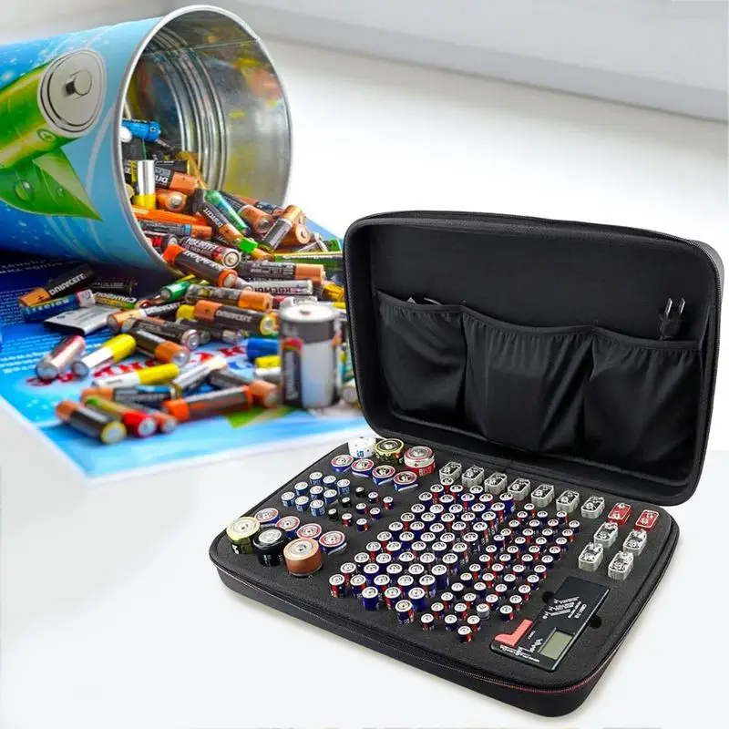 Caja organizadora de almacenamiento de batería, soporte con Pantalla Digital y probador para verificación de nivel de batería para AAA, AA, C, D, 9V - imagen 5
