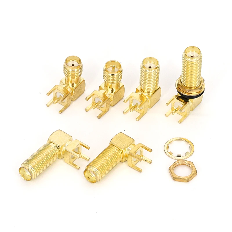Stlxy-Adaptador de enchufe hembra SMA, 5 piezas, SMA-KWE, borde de soldadura, Conector de montaje PCB, ángulo recto, Coaxial RF - imagen 2