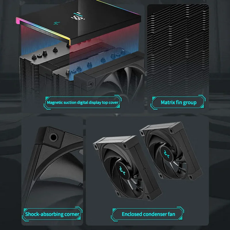 DeepCool-enfriador de CPU Digital, 6 tubos de calor X79 X99, procesador de refrigeración, radiador de aire para 2011 V3 AM4 AM5 1700 2066 115X, AK620 - imagen 4