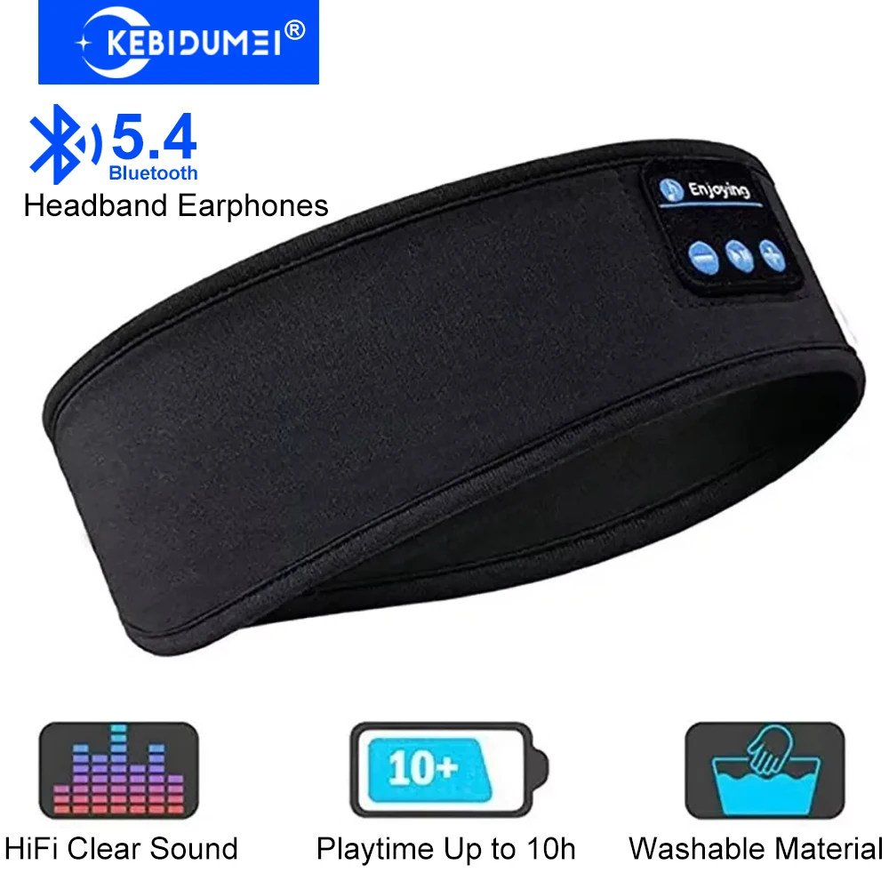 Auriculares Bluetooth 5,4, inalámbricos elásticos, diadema para dormir, auriculares, máscara de ojos para música, diadema deportiva, auriculares para iPhone - imagen 3