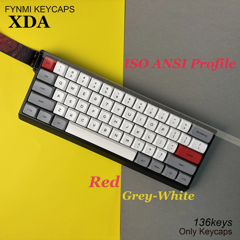 Nuevo DOLCH XDA teclas blancas, grises, rojas y amarillas, diseño ANSI ISO, teclas de sublimación de tinte PBT para interruptor mecánico MX - imagen 3