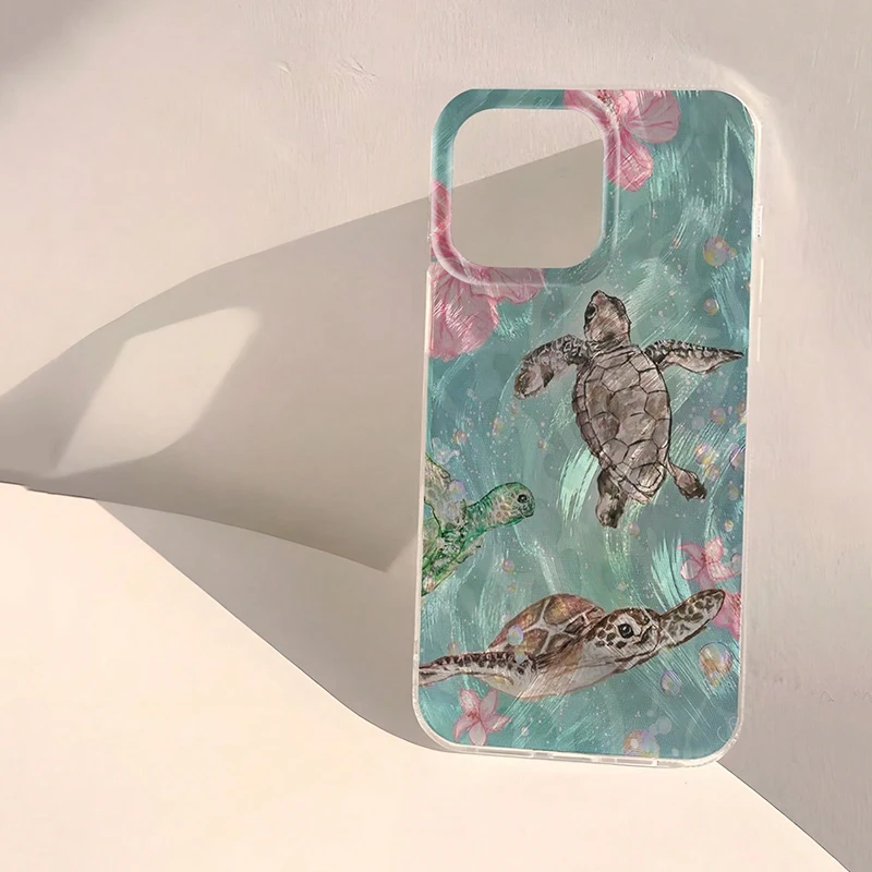 Funda protectora de teléfono con diseño de tortuga marina y playa para Xiaomi Poco F7 X7 X6 X5 X3 M6 Pro, funda trasera de silicona láser a prueba de golpes - imagen 3