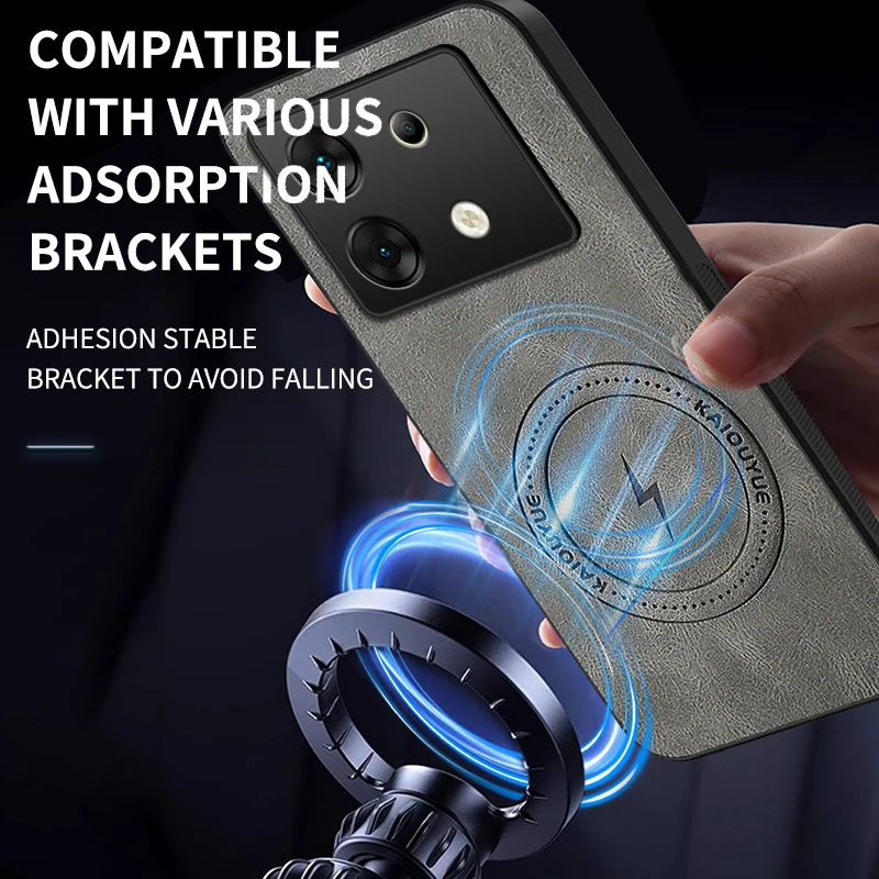 Funda de cuero magnética para Tecno Camon Infinix Hot Spark 60 50 40 30 Pro Note GT, funda protectora completa para cámara Mag-safe suave - imagen 3