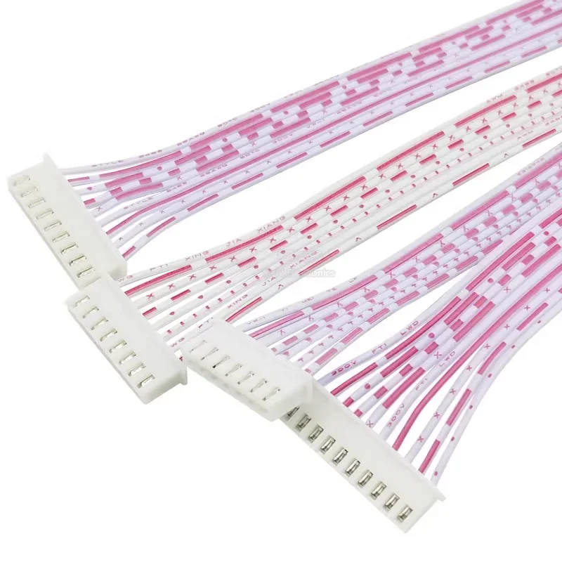 Cable de Terminal de enchufe hembra, Conector de Cable JST de cabeza única/doble, línea roja y blanca, 10 piezas, XH2.54 XH, 2,54mm, 2/3/4/5/6/7/8/9/10/12 pines - imagen 4