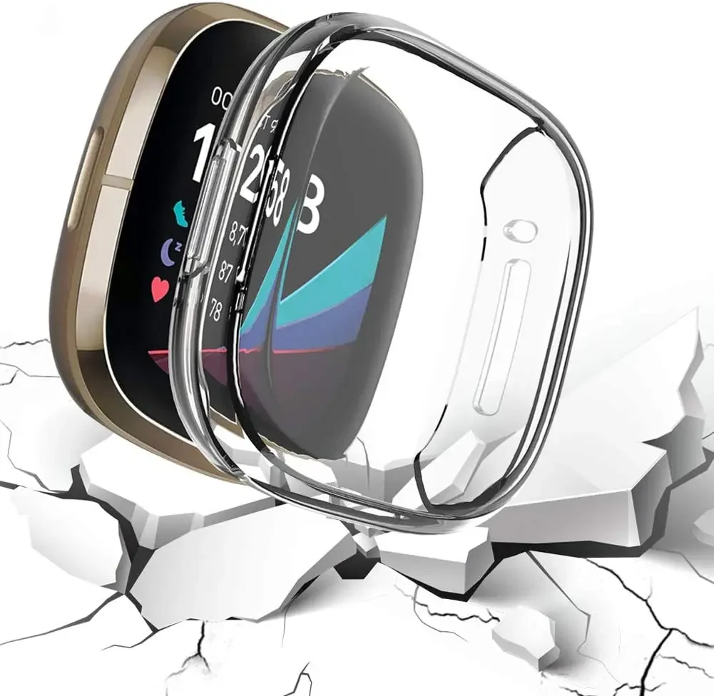 Funda protectora de pantalla completa para Fitbit Versa 4/Sense 2, funda protectora de pantalla de TPU suave para Fitbit Versa 3/Cubierta protectora Sense - imagen 5