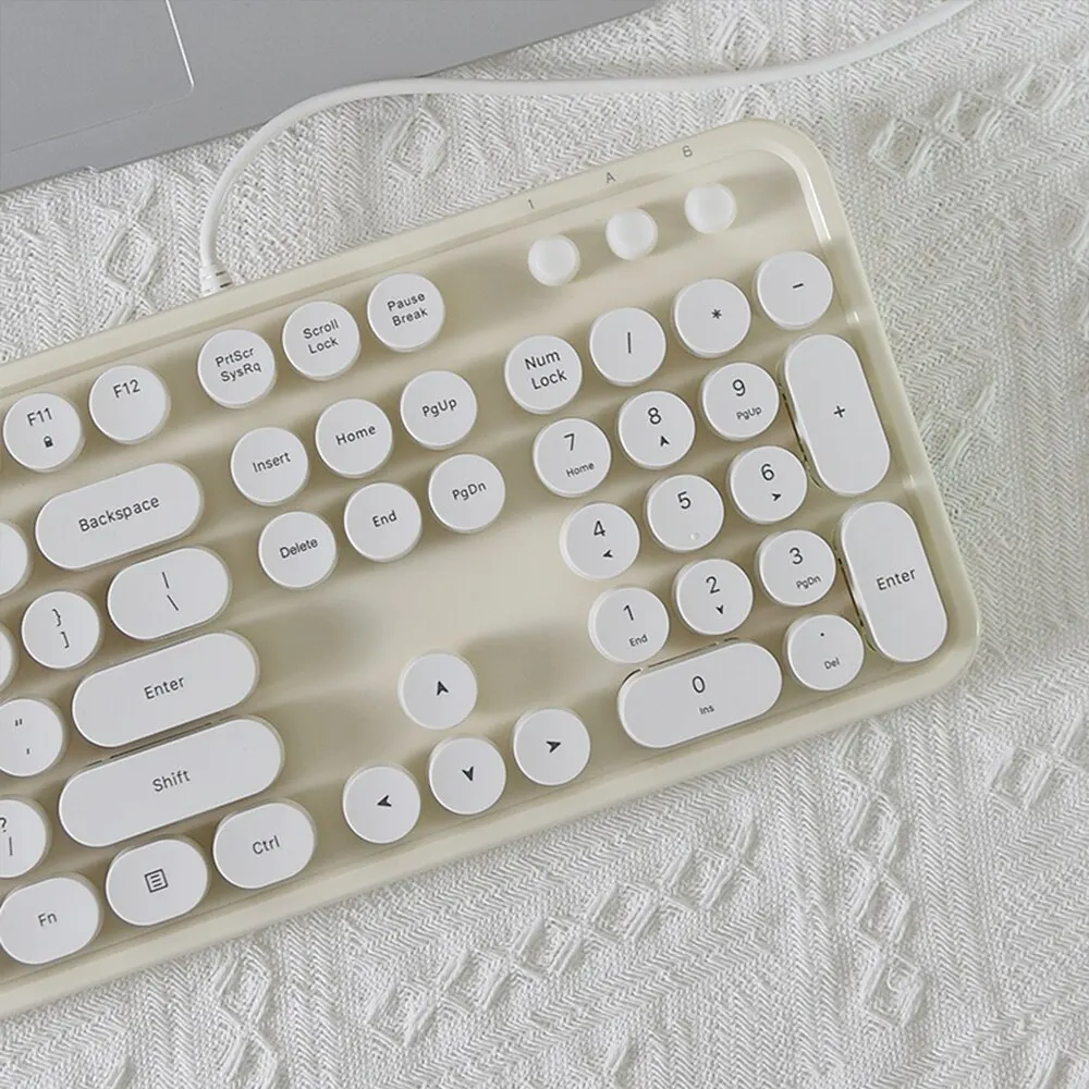 MOFII-teclado de ordenador con cable, accesorio de estilo Retro con teclas redondas, 104 teclas, silencioso, iluminado, para ordenador portátil Windows - imagen 5