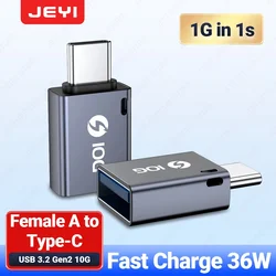 JEYI Adaptador USB-C OTG 10G – Convertidor USB 3.2 Tipo-C TB3 36W