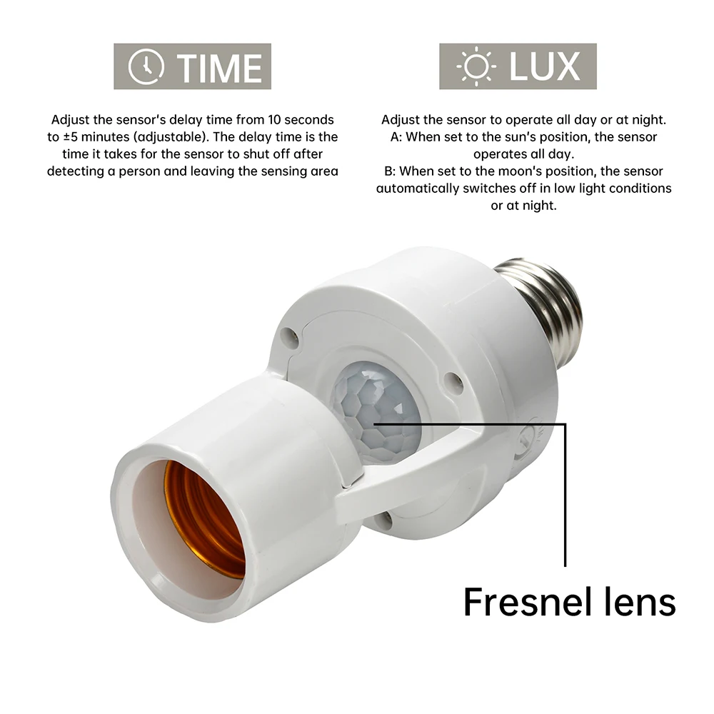 Cabezal de lámpara con Sensor de puerto de tornillo E27, Sensor de movimiento del cuerpo infrarrojo, cabezal de lámpara, interruptor de Sensor infrarrojo AC100-240V - imagen 3