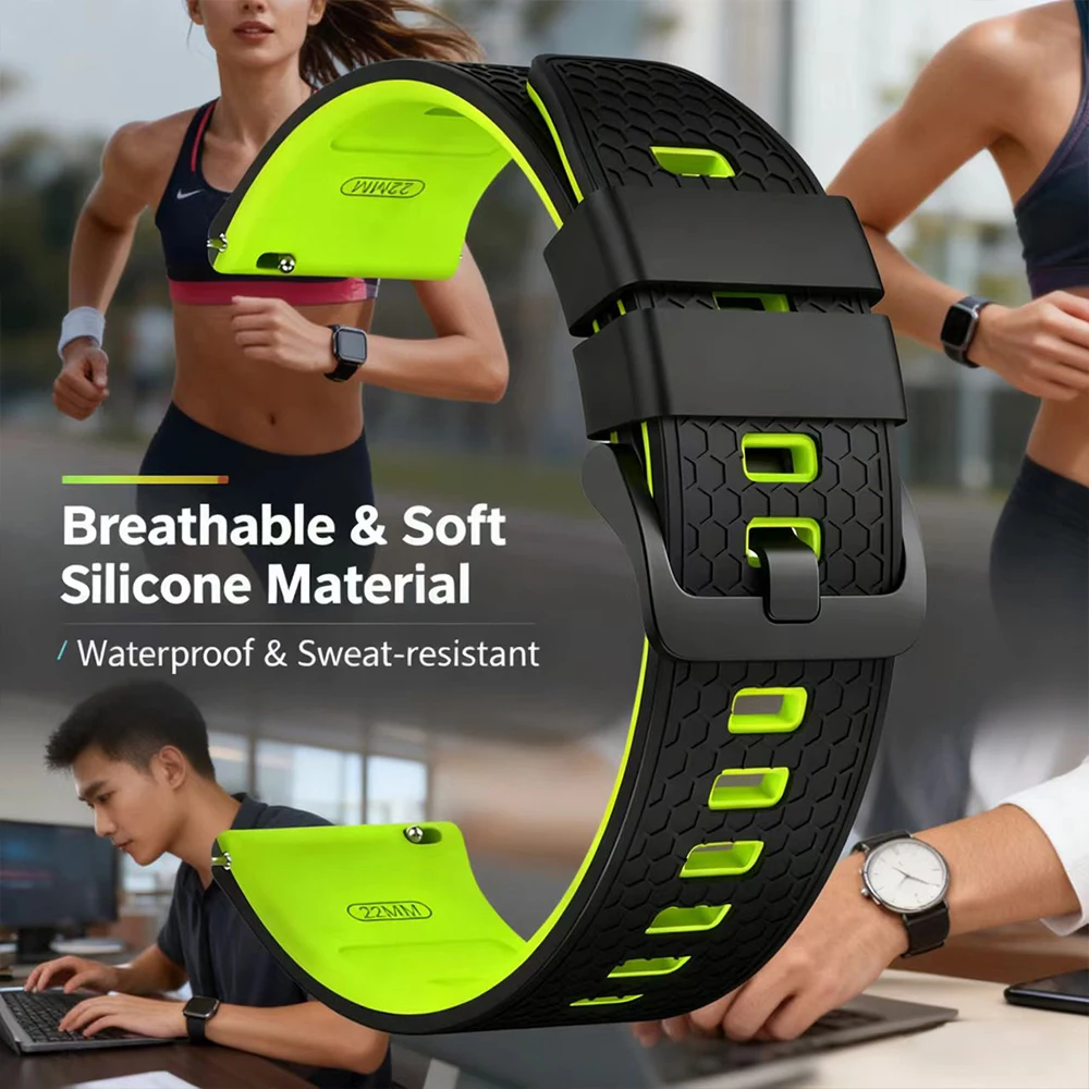 Correa de silicona de dos tonos para Amazfit Balance 2/Cheetah GTR 4/3/2 46mm pulsera deportiva para Amazfit Bip 6 5 22mm banda de liberación rápida - imagen 5