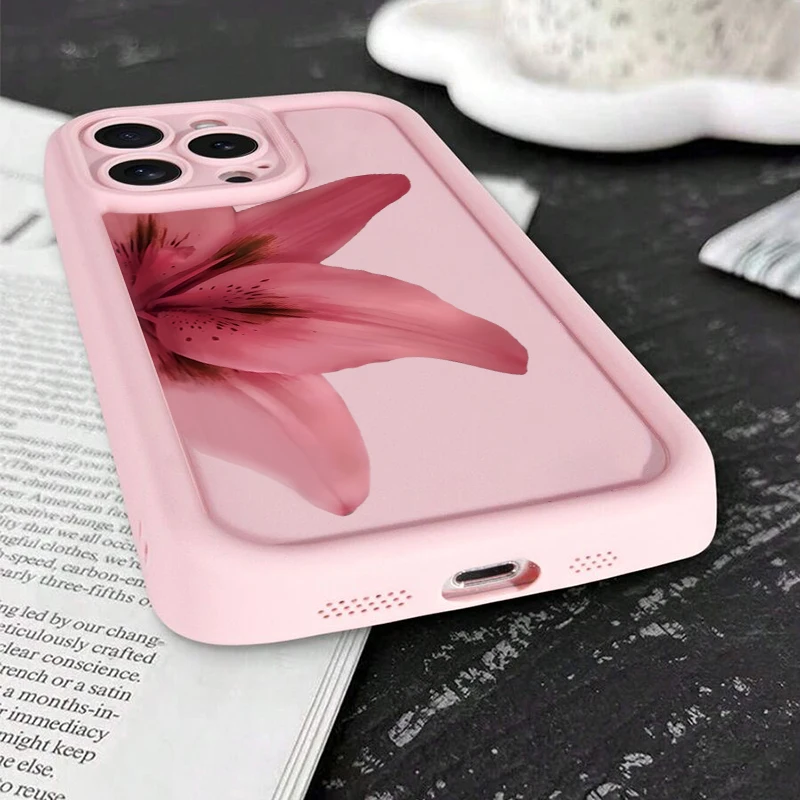 Funda de teléfono mate de silicona con estampado de flores de lirio para iPhone 16 15 14 13 12 11 Pro Max XS XR X 7 8 15 16 Plus 16E SE2 cubierta a prueba de golpes - imagen 4