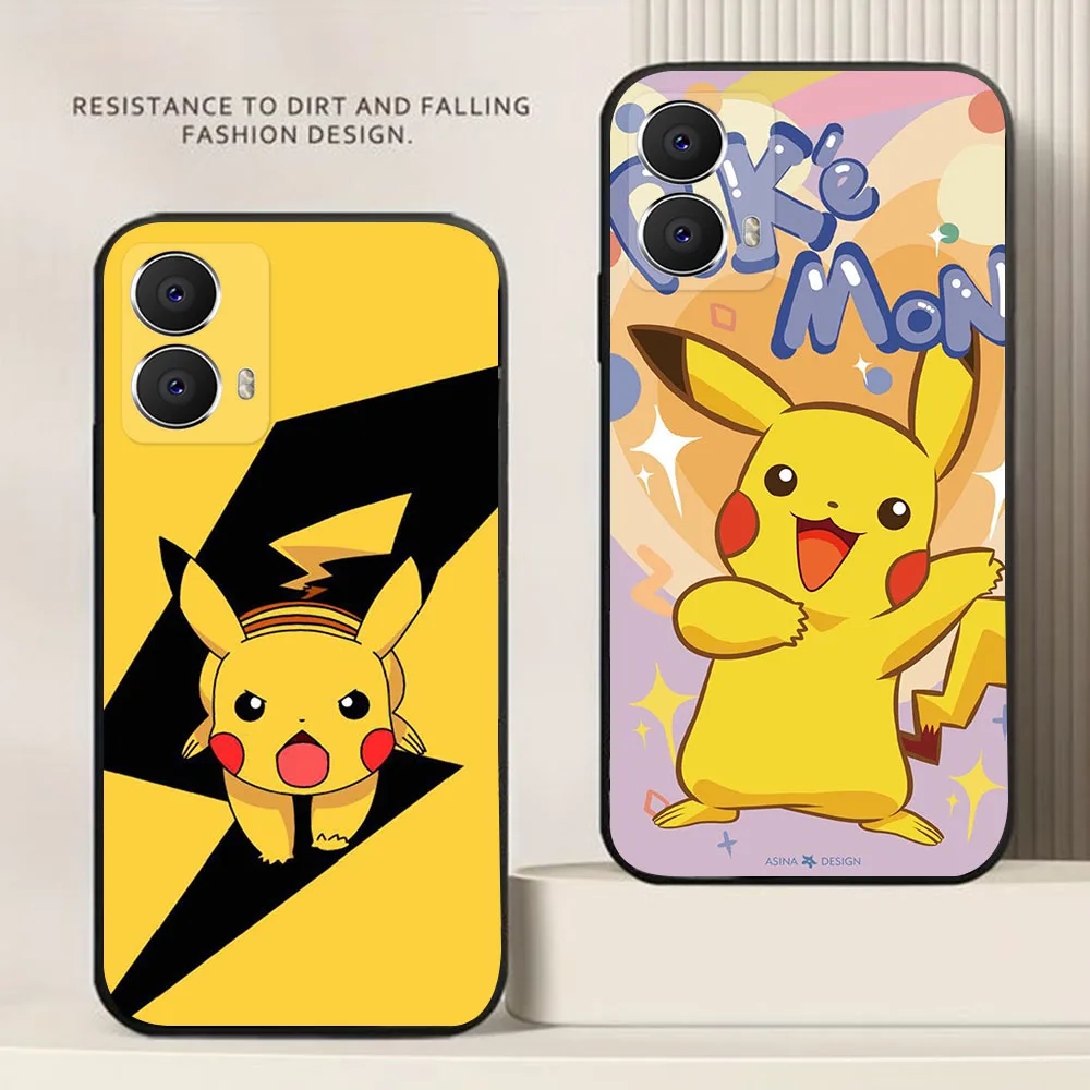 BD-50 Piakchu funda negra para Moto G24 G34 G14 G05 E14 G45 G04s E15 G35 G04 - imagen 4