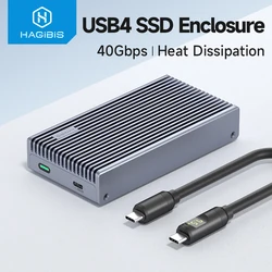 Hagibis Caja SSD USB4 M.2 NVMe con pantalla LED TB4/3 B+M Key