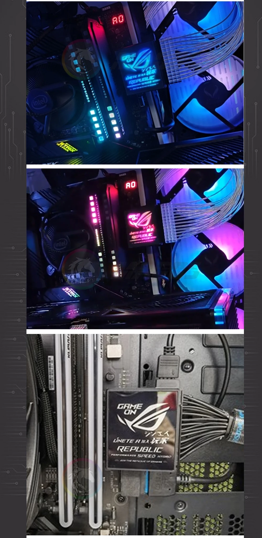 Una computadora con muchos cables y luces