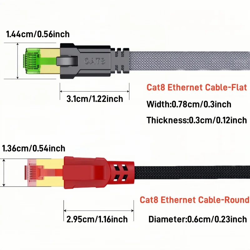 MIZIQIER Cable Ethernet Cat8 plano y redondo 40Gbps 2000MHz Cable Lan de Internet trenzado para portátiles CAT7 CAT6 enrutador PS4 Cable RJ45 - imagen 2