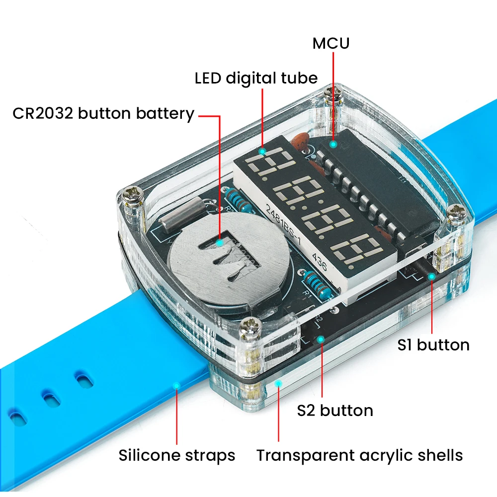 Nuevo Kit de reloj de tubo Digital LED DIY, microcontrolador, reloj electrónico, componente de práctica de soldadura de formato 12/24 horas - imagen 3