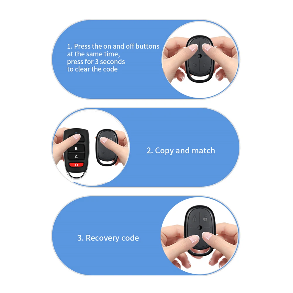 Duplicador de clonación de Control remoto, 315MHz, 433MHz, 4 llaveros, clon de distancia, código de aprendizaje fijo para abridor de puerta de garaje - imagen 5