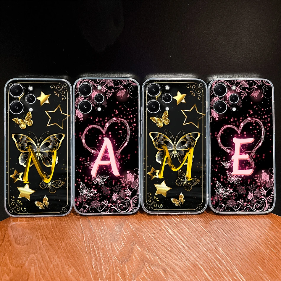 Para Redmi 12 12C 4G funda de teléfono hermosas letras de estrella carcasa ligera para Redmi 12 C suave delgada TPU carcasa de silicona transparente