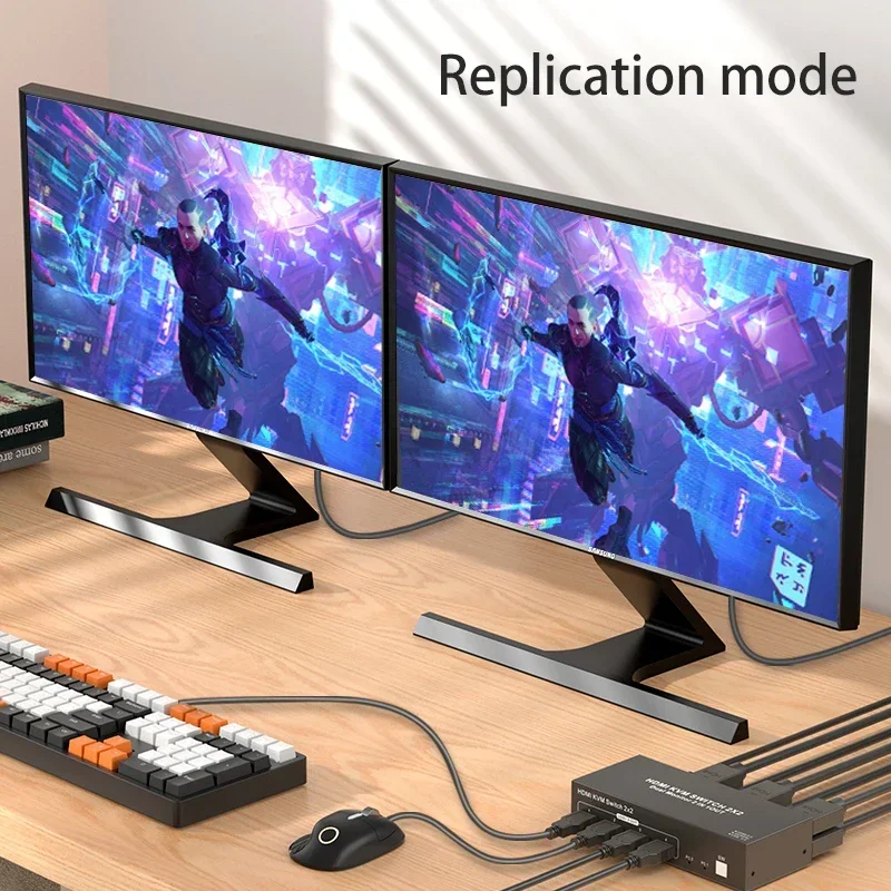 Monitor Dual HDMI KVM Switch 2x2 4K 60Hz HDMI Displayport USB 3,0 KVM Switcher pantalla extendida para 2 PC Share teclado de ratón - imagen 4