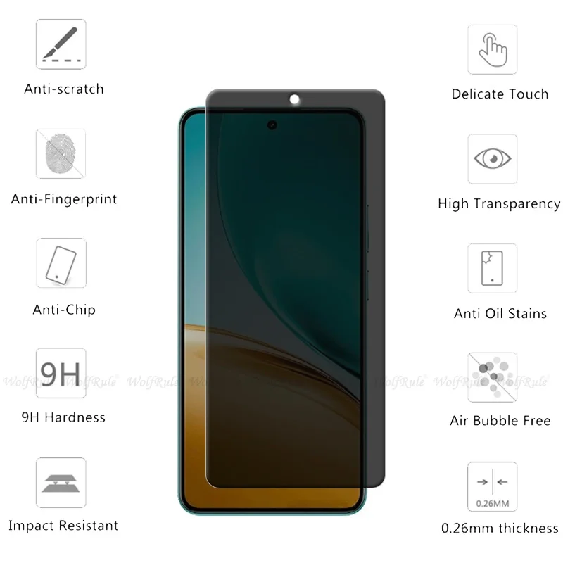 4/3/2/1 Uds para Realme 14T 5G vidrio OPPO Realme 14T 5G vidrio templado 9H Protector de pantalla antiespía de privacidad Realme 14T - imagen 2