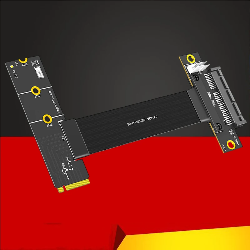 Nuevo Cable elevador M.2 NVME a adaptador PCIE X4 Cable de extensión gráfica 180 grados PCI Express 4,0 4X a M extensor de Cable elevador de llave