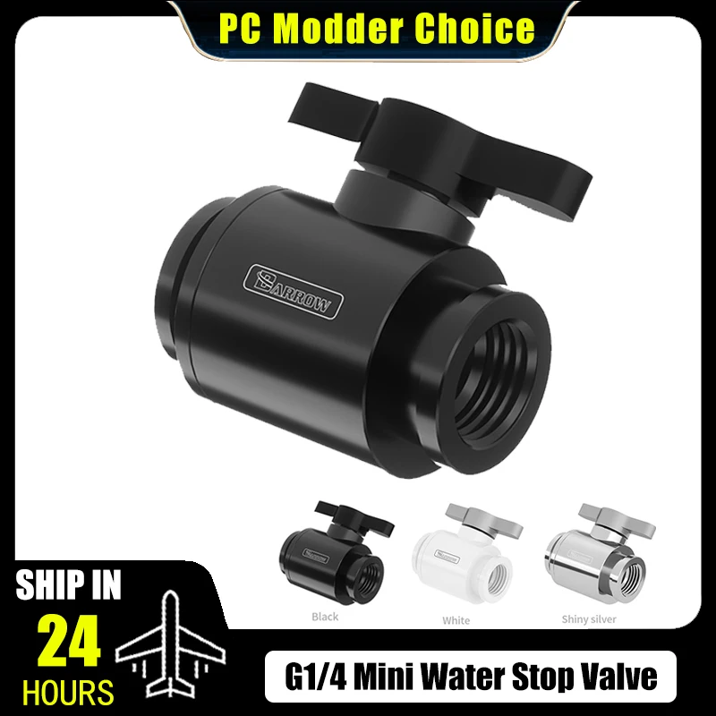 Válvula de Bola Mini Water Stop Barrow, Conexión F-F Doble Rosca + Mango de Aluminio, Negro/Plateado/Blanco TLQFS-V1