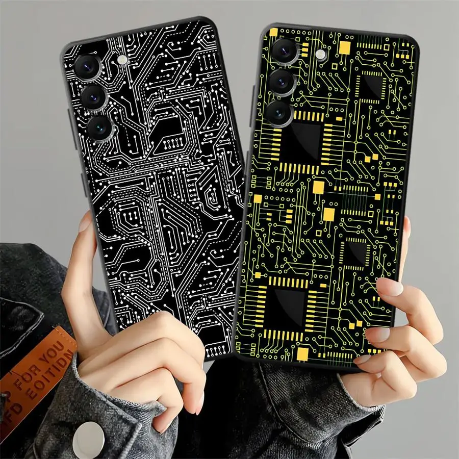 Funda de teléfono suave negra para Honor X8 200 400 Lite 70 X9a X5b X7 Magic5Lite 8X X6 90 líneas de circuito Retro