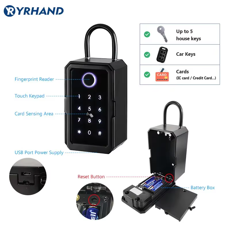 YRHAND-cajas de seguridad TTlock Wifi, contraseña, huella Digital Inteligente, Cerradura Inteligente, Tuya, electrónica, portátil - imagen 4